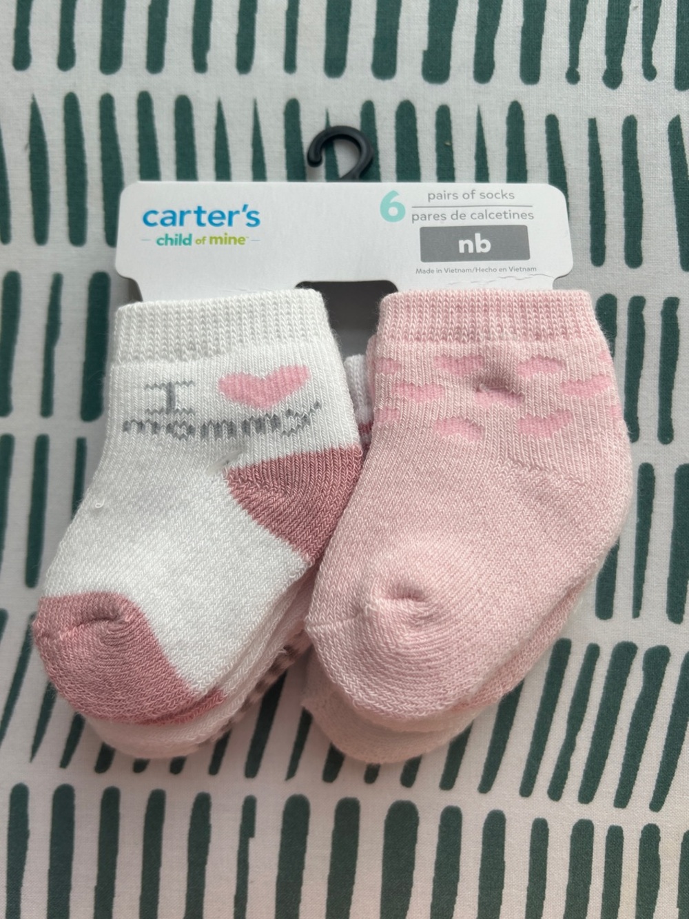 Carter's Baby Pink & White Heart Socks 6-Pack (NB)
